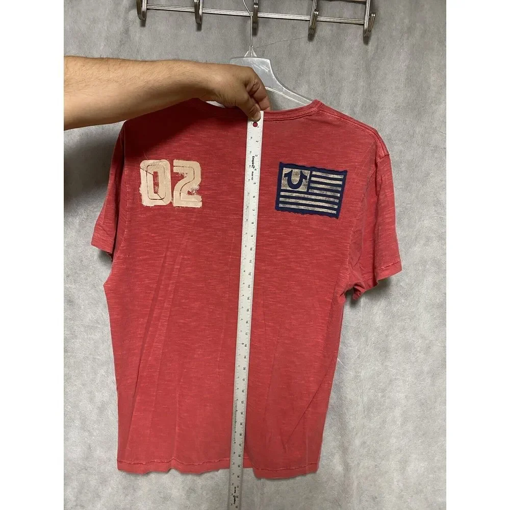 True Religion Shirt Men 3XL‎ Red Spell Out Preppy Football Tee Vintage Y2K NWT